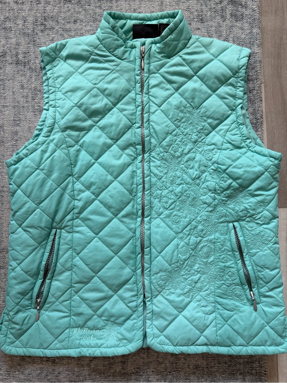 Women’s XL green/blue vest with embroidery design